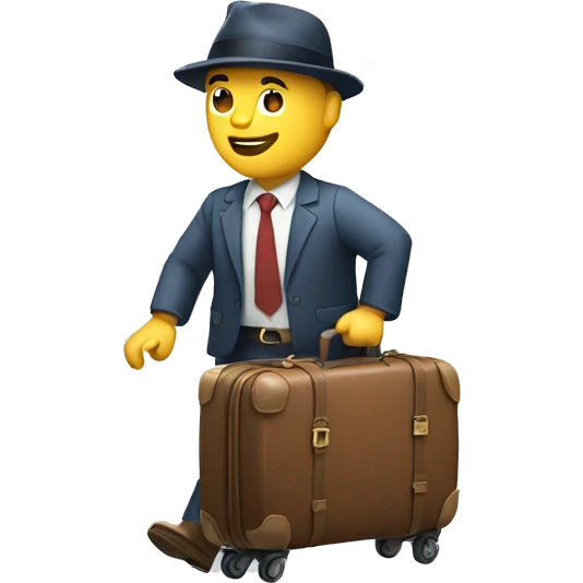 a man pulling a suitcase with wheels emoji