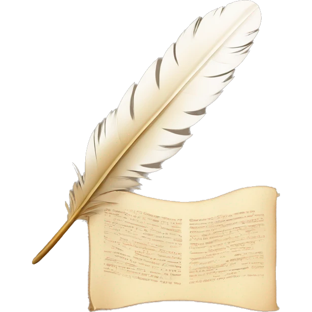a feather quill and an open SCROLL emoji