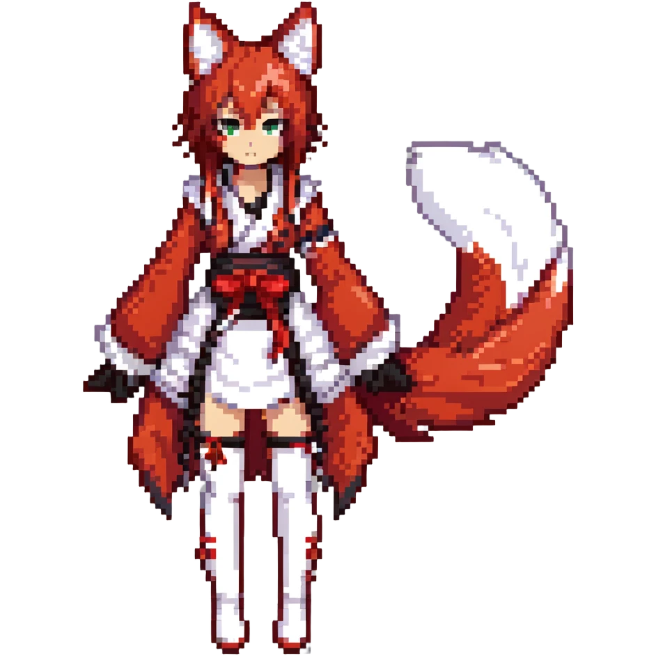 Azur Lane Akagi kitsune girl with red and white outfit and multiple fox tails emoji