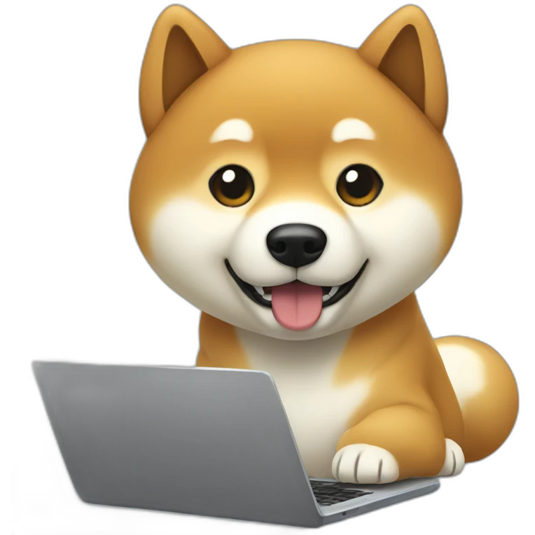 a shiba inu typing on a laptop emoji