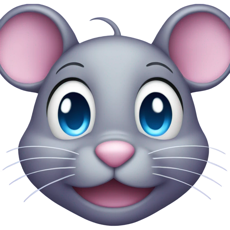 Cute smiling purple mouse with blue eyes emoji