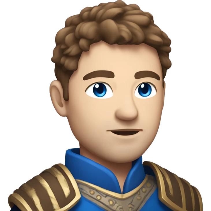 British white male with brown hair and blue eyes wearing a Mongolian warrior outfit emoji