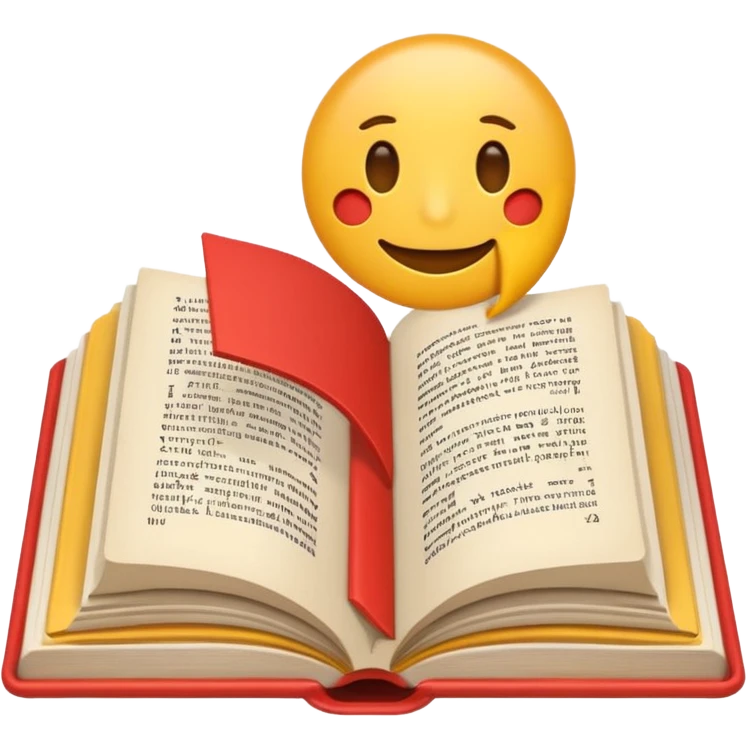 A minimalist emoji-style icon representing wordplay — symbolizing creativity with language. It features an open book or speech bubble merging with playful letters or word fragments, forming a clever visual pun. emoji