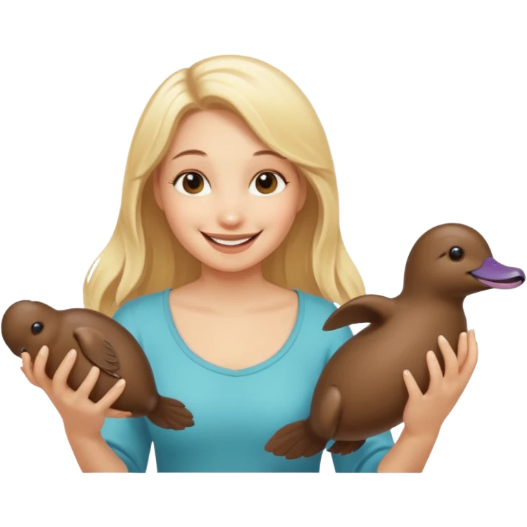 woman playing with platypus emoji