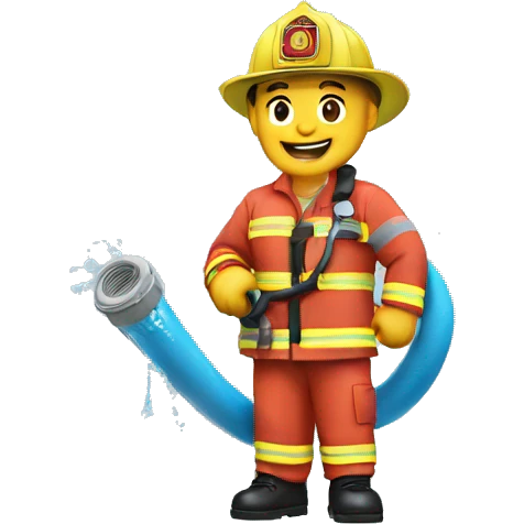 fire fighter holding water hose emoji