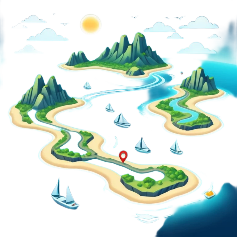futuristic sea map with islands and a route  emoji