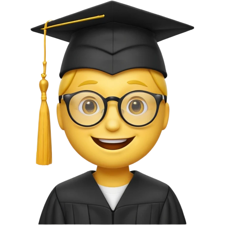 Желтый смайлик с очками и шляпой выпускника универа  emoji