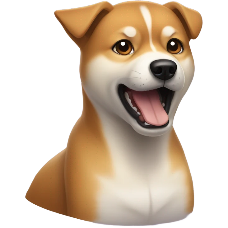 a dog named tony who is a shiba inu mix terrier slash shepherd small cute but fierce  emoji