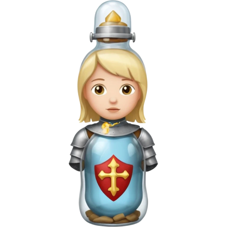 Jeanne d’arc en armure médiévale en enfermée dans un biberon  emoji