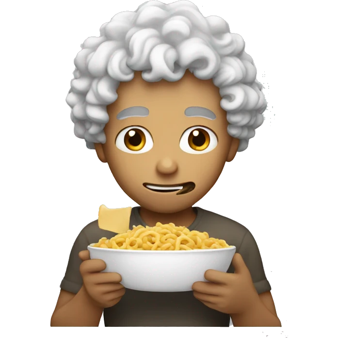 White curly guy eating emoji