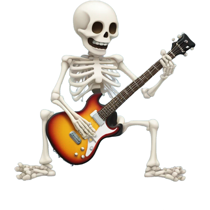 Skeleton with electric guitar emoji