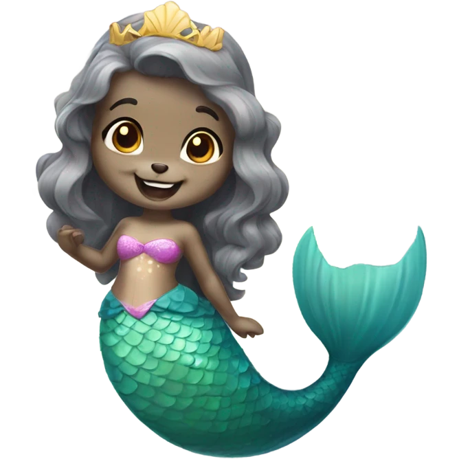 A cute and happy mermaid princess otter emoji