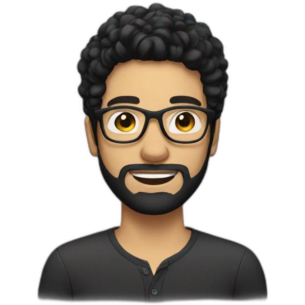 young white man with glasses and beard black hair emoji