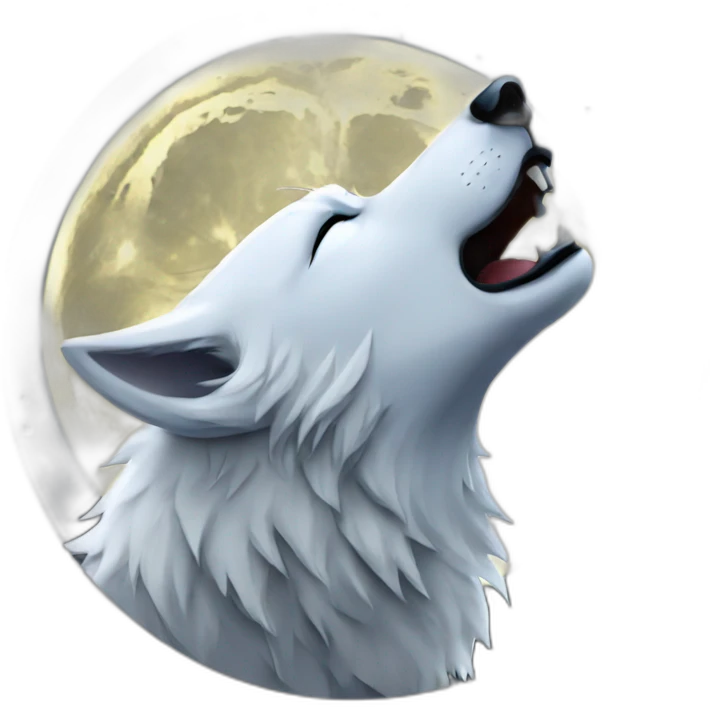 White wolf howling at the moon emoji