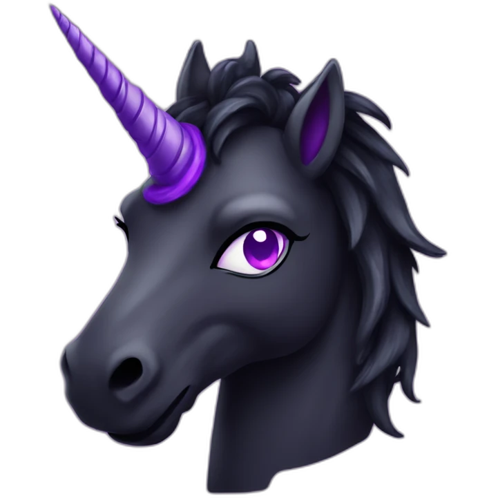 Spooky black unicorn with purple emoji