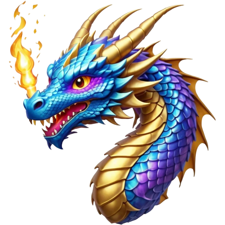 Amazing cool dragon with golden purpleish blue aura firing a energy blast which looks cool and dangerous at the sametime emoji