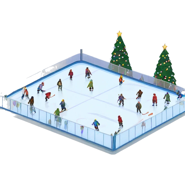 ice rink with Christmas tree and lights  emoji