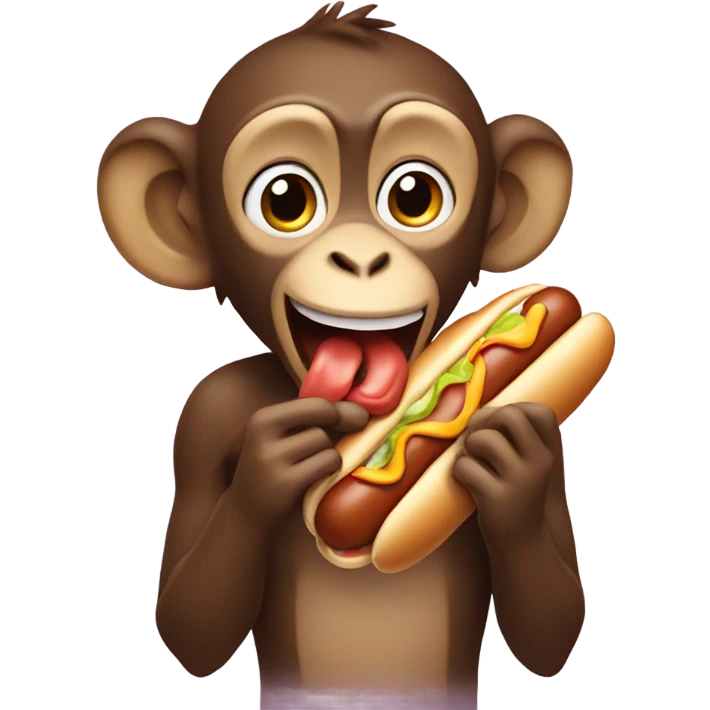 monkey eating a hotdog emoji