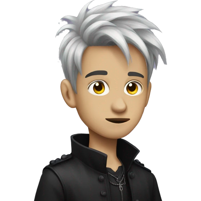 gothic boy with overgrown shag hair cut emoji