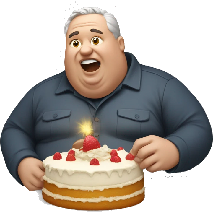 Fat man eating cake emoji