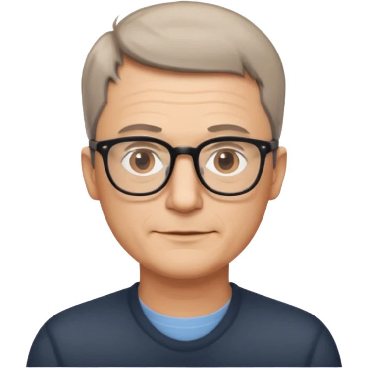 hombre, 50 años pelo poco rapado delgado con gafas emoji