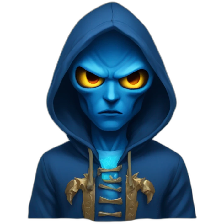Dominus blue hoddie with demon eyes emoji