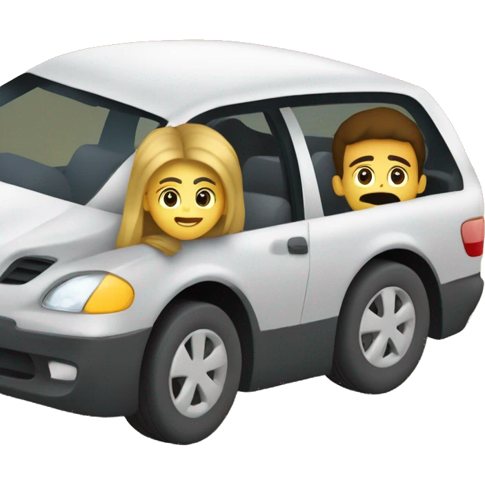 deux personne dans une voiture qui roule et sortent la tête de la voiture emoji