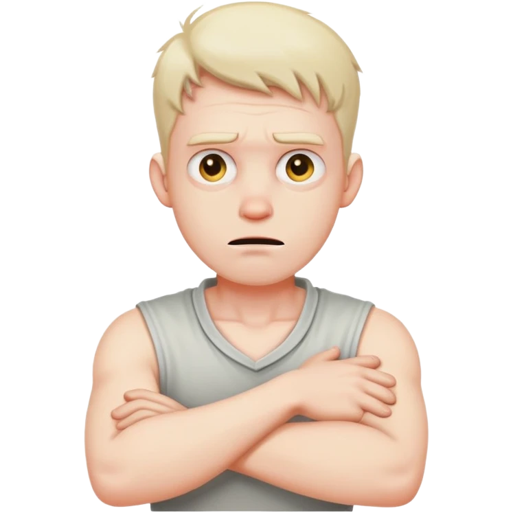 A mad guy crossing his arms on his neck emoji