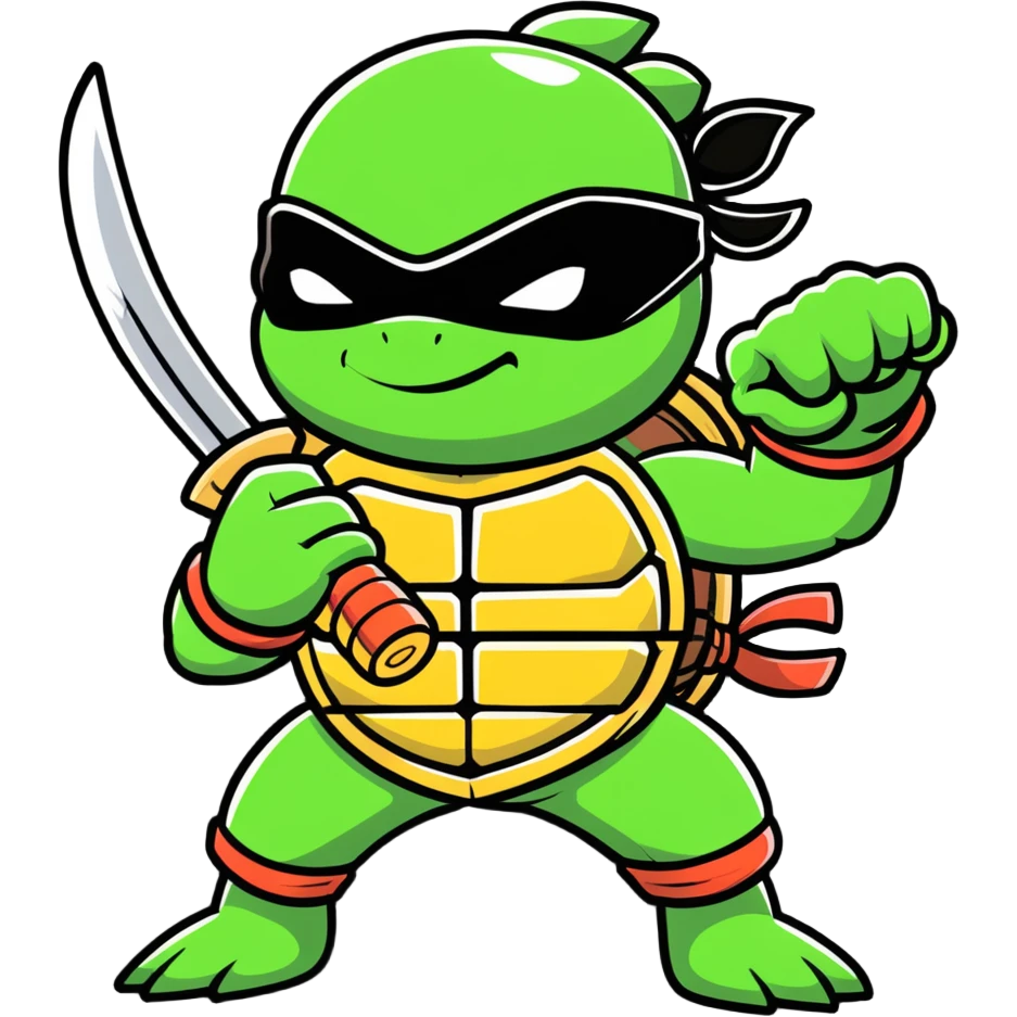 green masked ninja turtle with nunchucks emoji