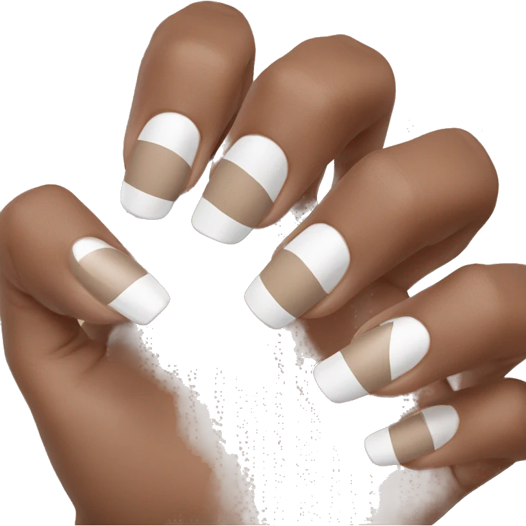 French white tip nails on brown hand emoji