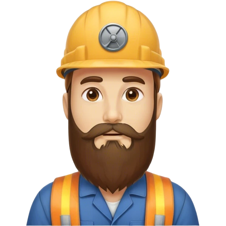 15” Long beard brown cap nuclear worker  emoji