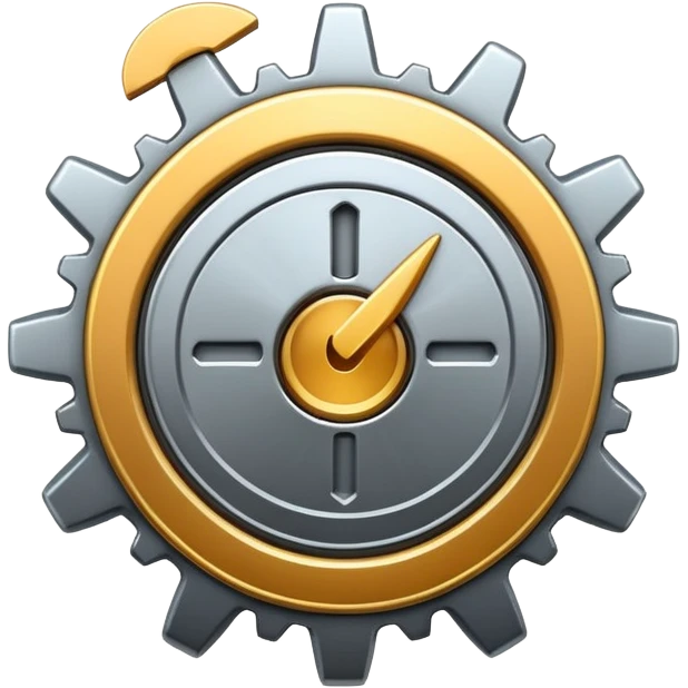 apple style emoji of a gear and checkmark, alternate version, representing Effizienz (efficiency) emoji
