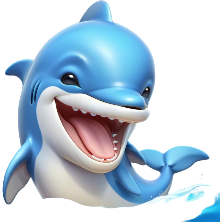 Cinematic Cute Yawning Dolphin Portrait Emoji, Head tilted slightly with a dramatic, wide-open yawn, showcasing a sleek, streamlined body with softly curved contours and drowsy, half-closed eyes, Simplified yet irresistibly adorable features, highly detailed, glowing with a soft, cozy oceanic glow, high shine, relaxed yet expressive, stylized with a dash of whimsical aquatic charm, soft glowing outline, capturing the essence of a drowsy yet affectionate dolphin that appears ready to stretch out and yawn its way out of the screen! emoji