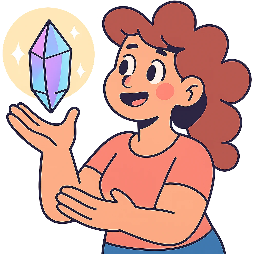 Remove the background, keep only the crystal with iridescent soft glow and no background. emoji
