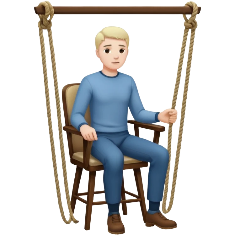 A man standing in the chair and looking at rope before going to suicide  emoji