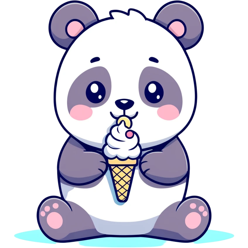 Panda eating ice cream emoji