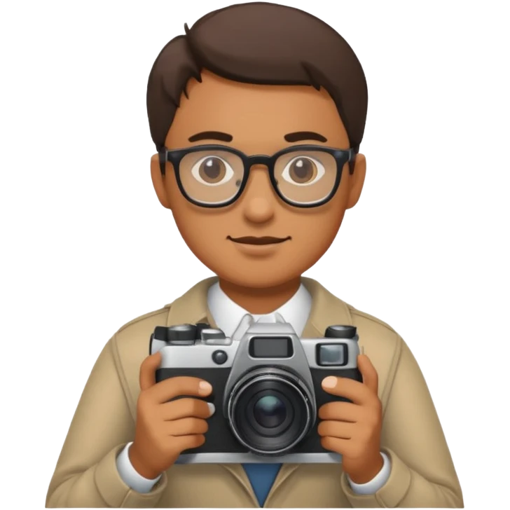 A man with glasses holding a camera emoji