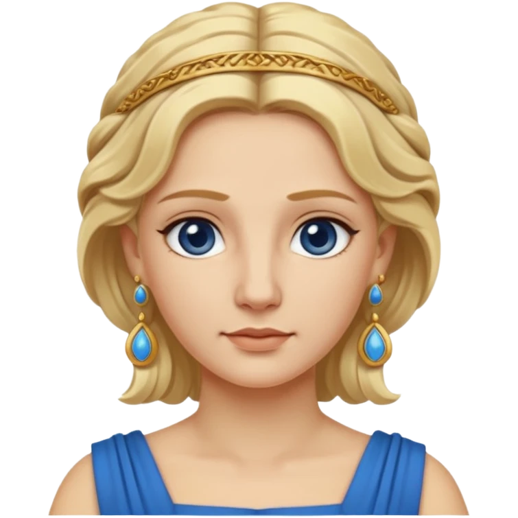 Ancient Roman woman with earrings and blonde hair, blue drees emoji
