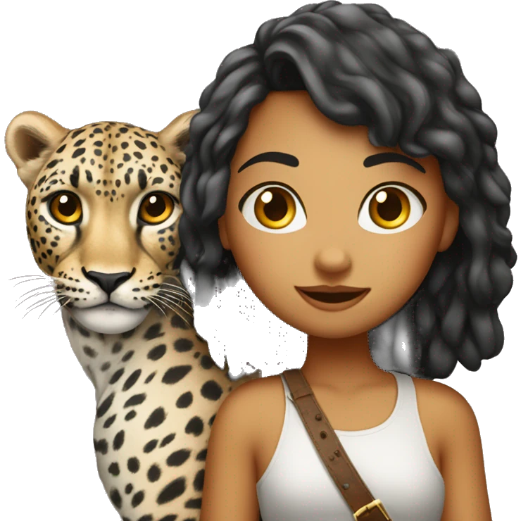 Ragazza riccia con leopardo  emoji