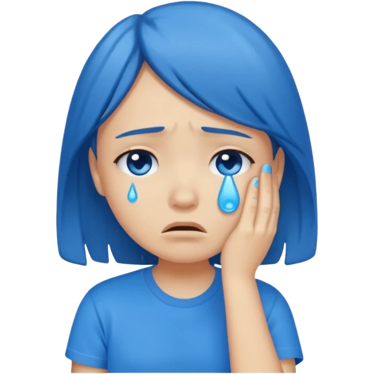 sad girl crying with blue tears wearing a blue tshirt emoji