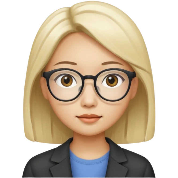 asian looking female with slight blonde hair with eye glasses, fair complexion not that pointed nose but slighty little eye please emoji