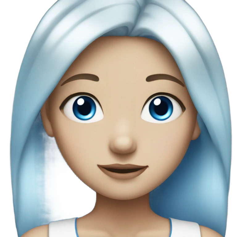 White & blue hair, blue eyes, girl emoji