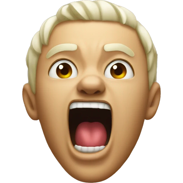 Emoji with open mouth tongue out yelling angry emoji
