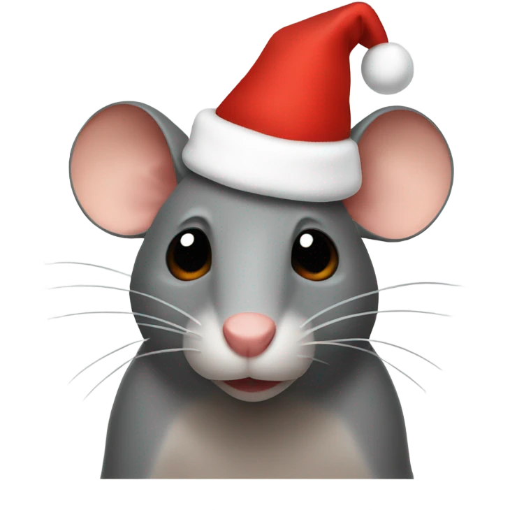 Rat wearing Christmas hat emoji