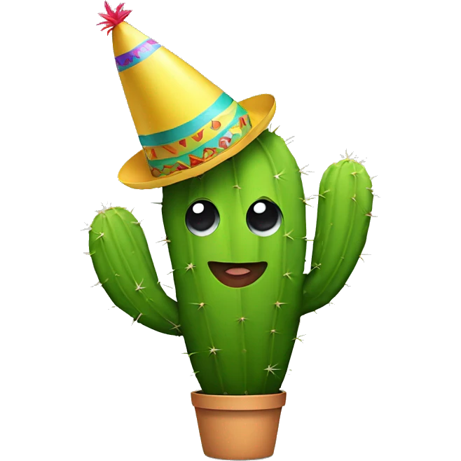 Cactus wearing a party hat emoji