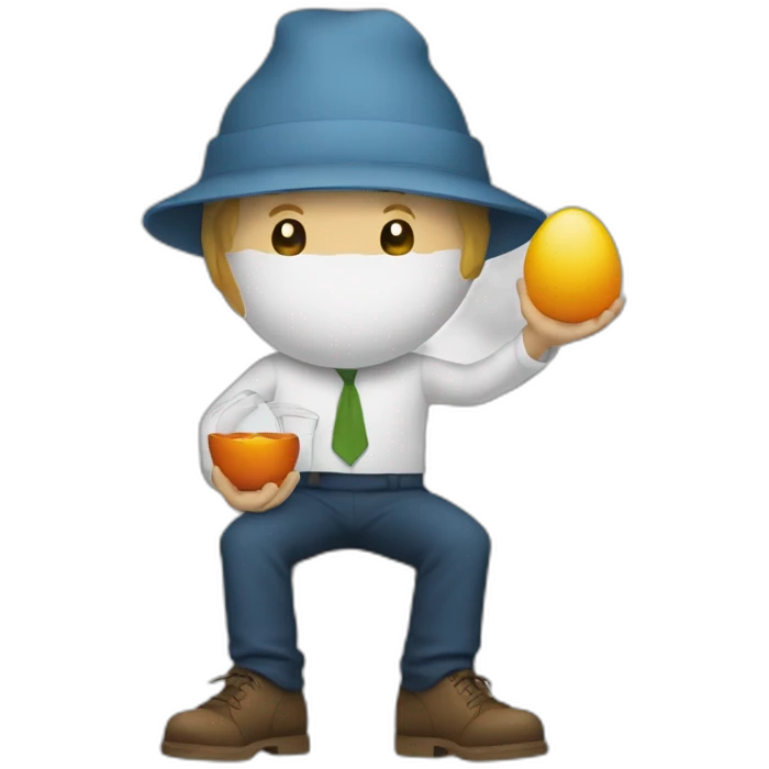 Homme avec un oeuf a la place de la tête emoji