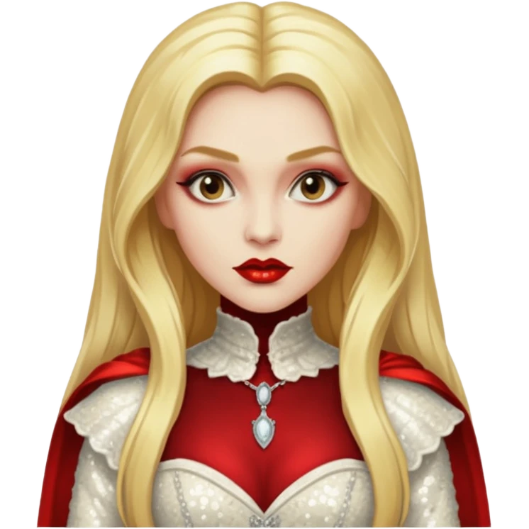 Marishka, Bride of Dracula from Van Helsing with long golden blonde hair, ivory sequin outfit emoji