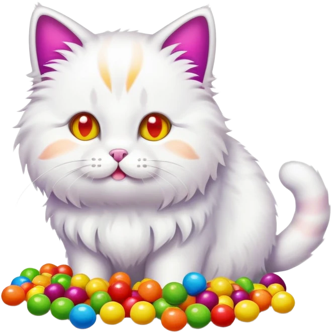 Cat pooping out skittles emoji