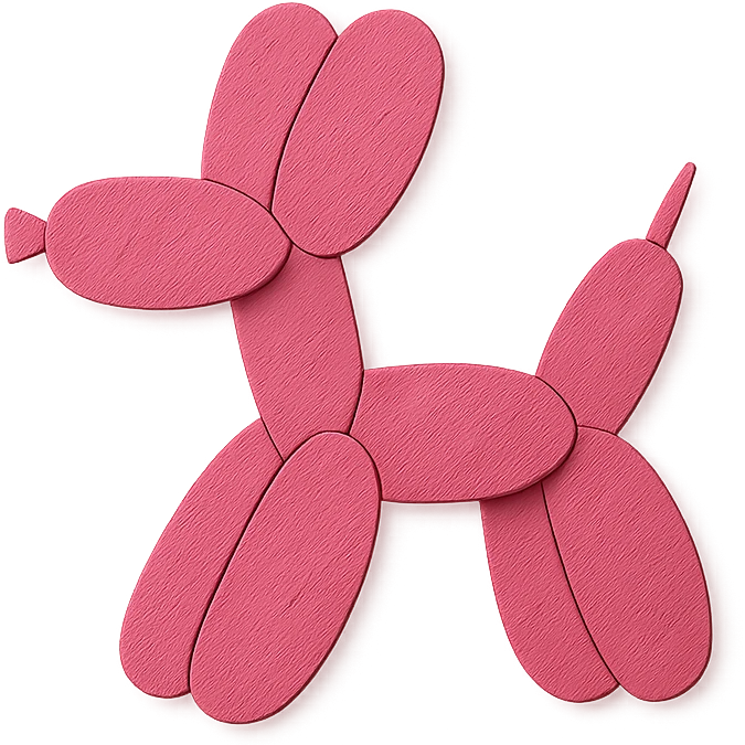 hot pink helium balloon dog emoji