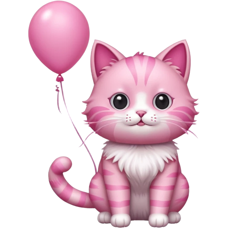 Make a pink cat with a balloon head emoji